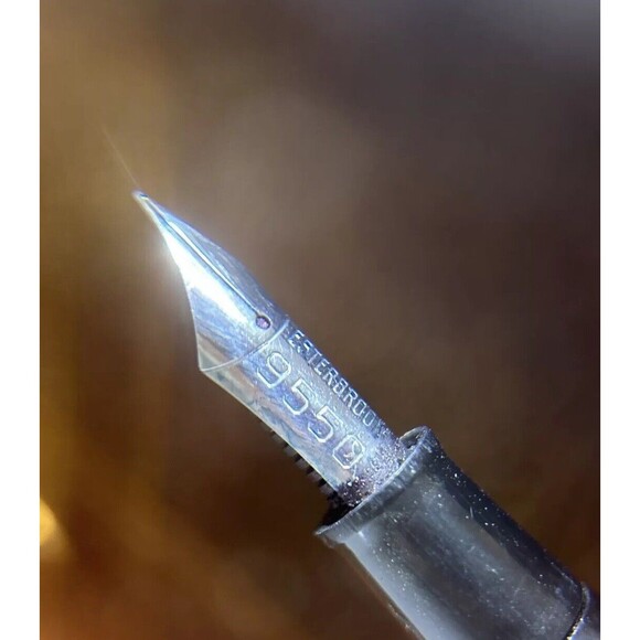 Esterbrook Fountain Pen Desk Set - Black Clear Pen Art Deco Black 9550 Nib USA - Picture 6 of 7